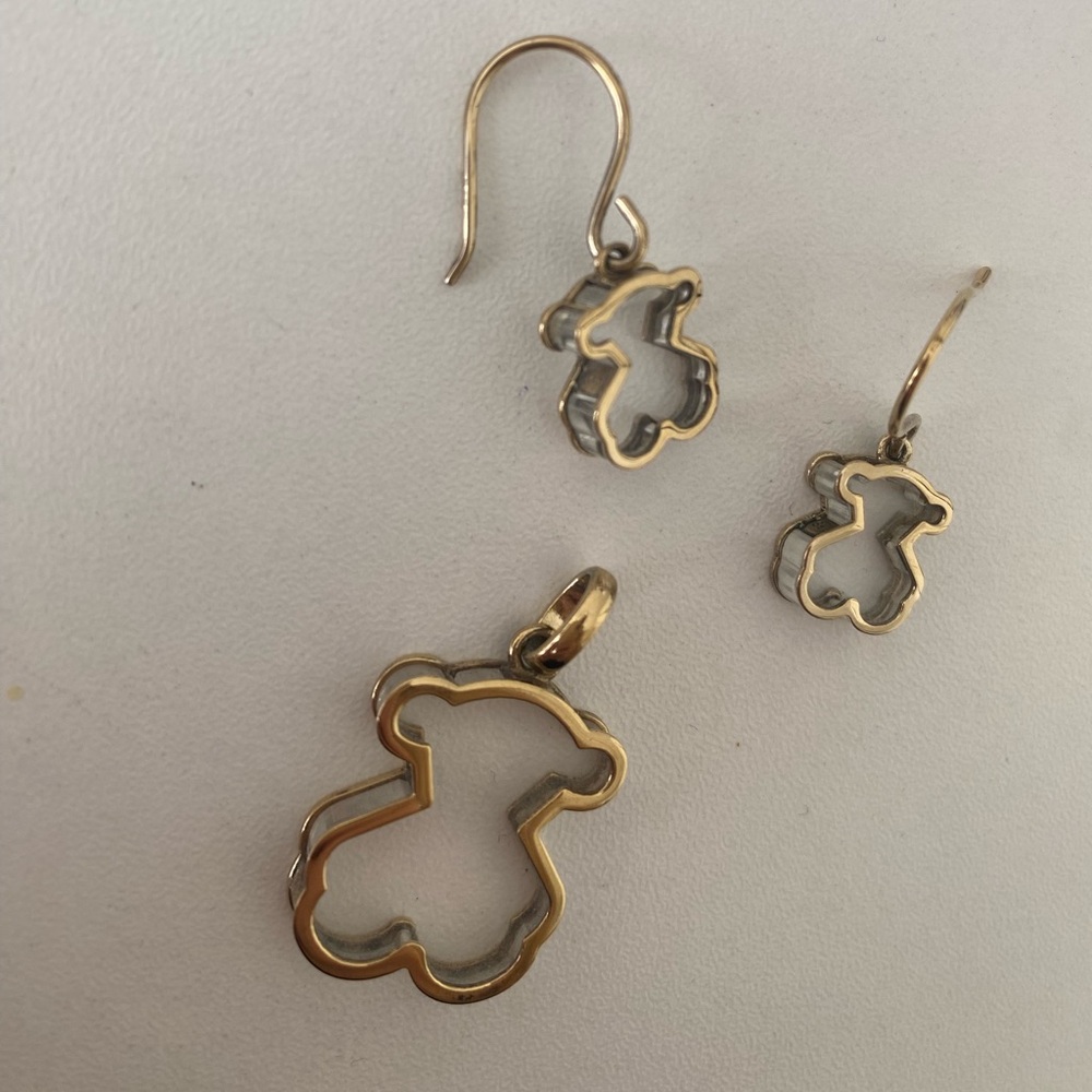 Tous Gold Bear-Shaped Earrings and Pendant